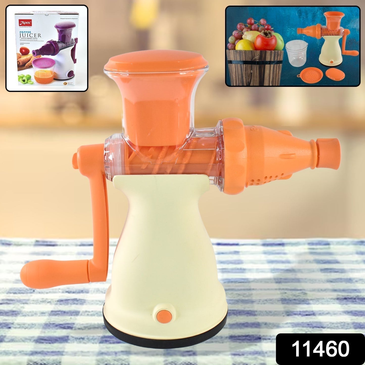 Apex Manual Carrot and Fruit Juicer â€“ Heavy-Duty (1 Pc With Glass)