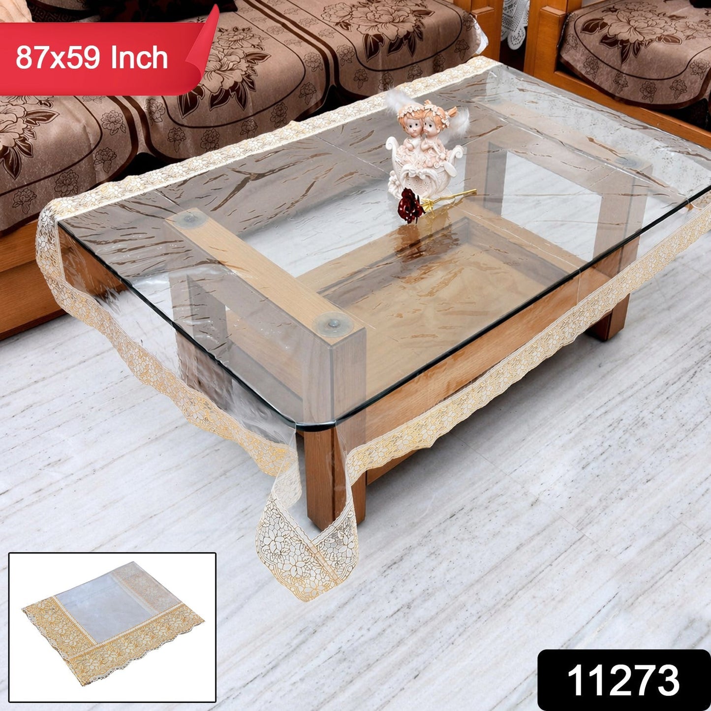 87x59 Inch Transparent PVC Table Cover (1 Pc)