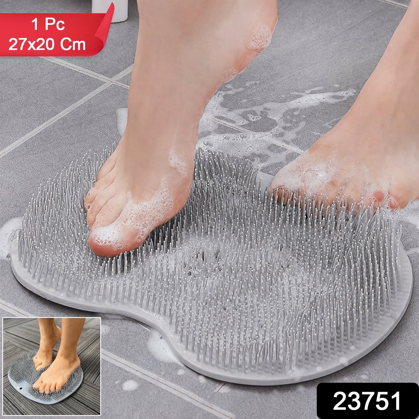 Silicone Bathroom Foot Cleaning Scrubber Mat (1 Pc, 27x20 Cm)