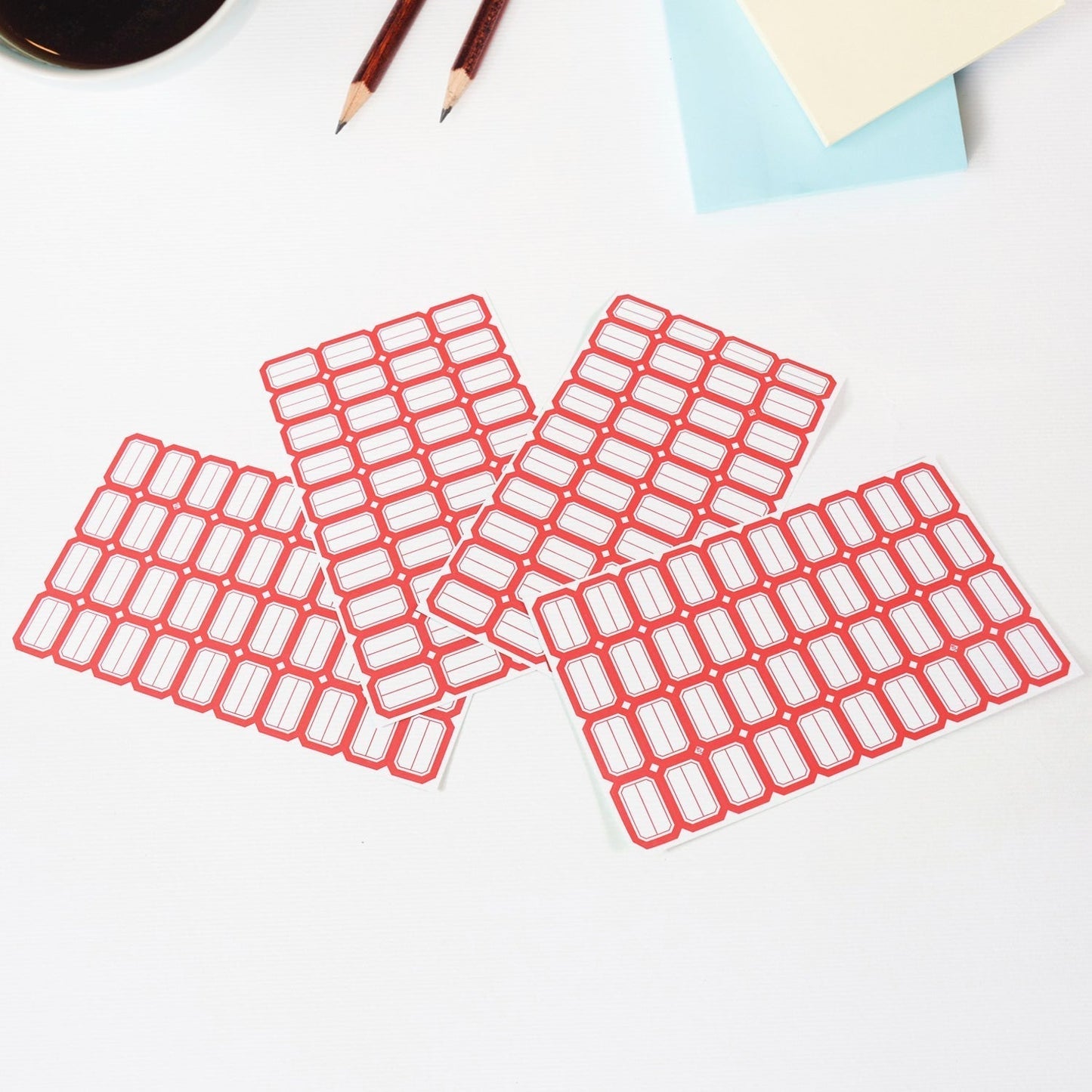 Multipurpose Blank Label Sticker Sheets Red Border Self-Adhesive Writable Stickers for Bottles (50 Sheet)