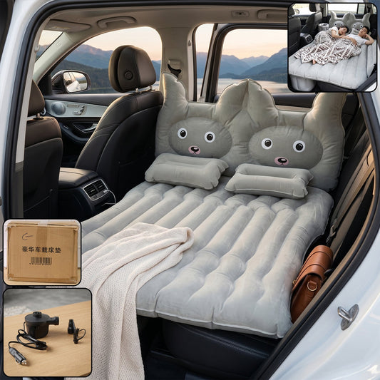 Car Air Mattress Bed Set with Inflatable Cushions and Pump -1 Set (Mix Design)