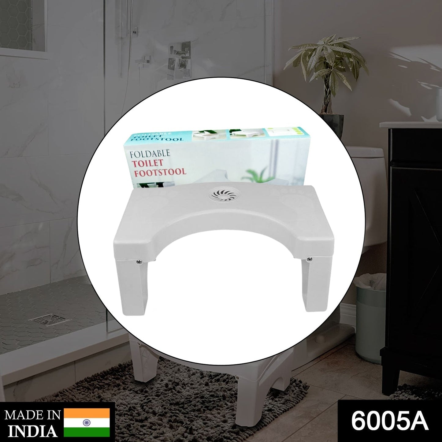 Plastic Non-Slip Folding Toilet Squat Stool - White Color