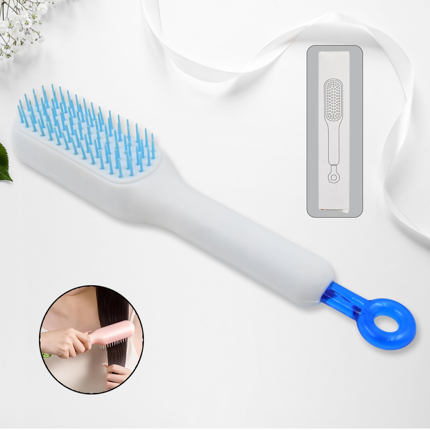 Self-Cleaning Hairbrush, Massage Comb (1 Pc / With Box), Hair accessories