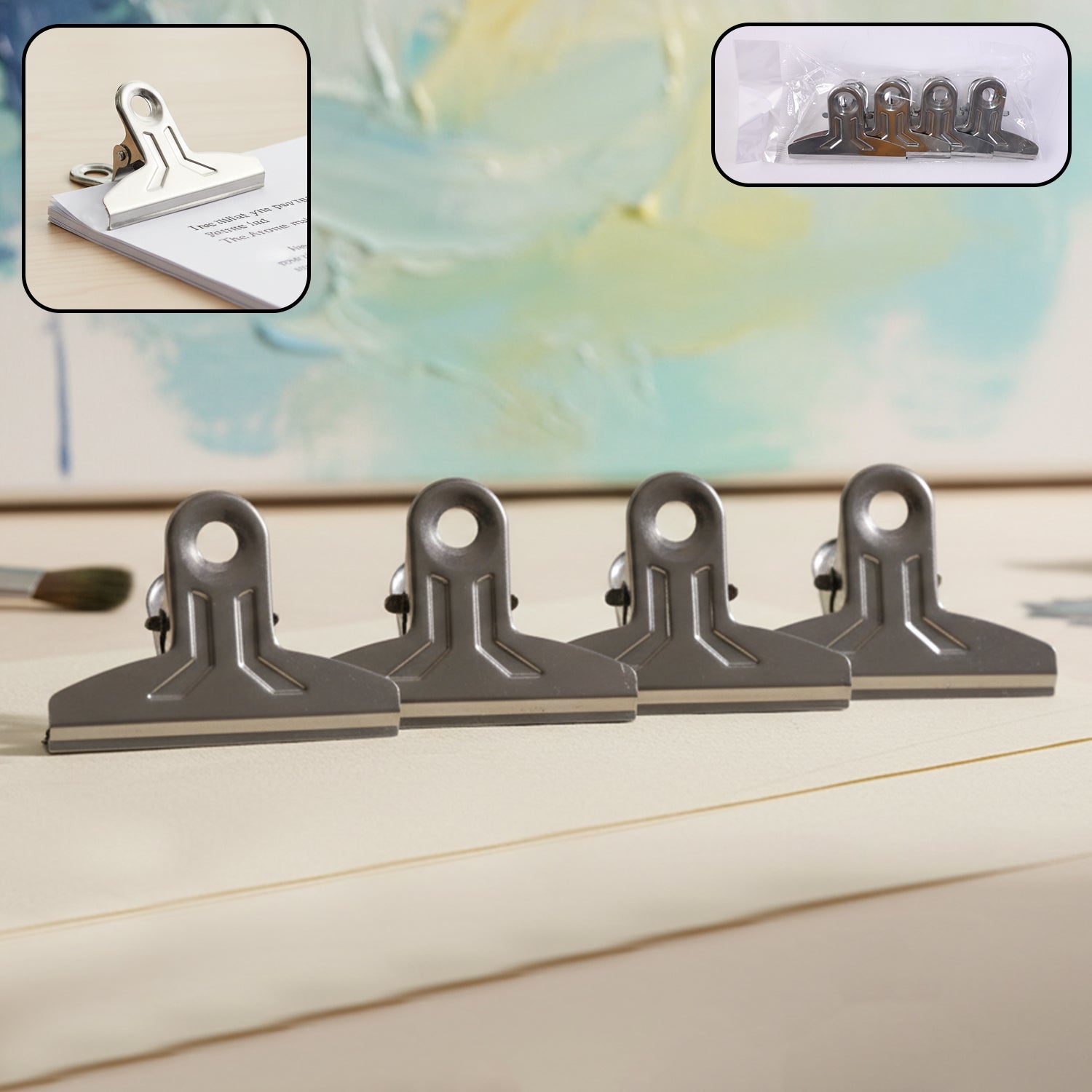 Heavy Duty Metal Paper Clamp Clips (4 Pc)