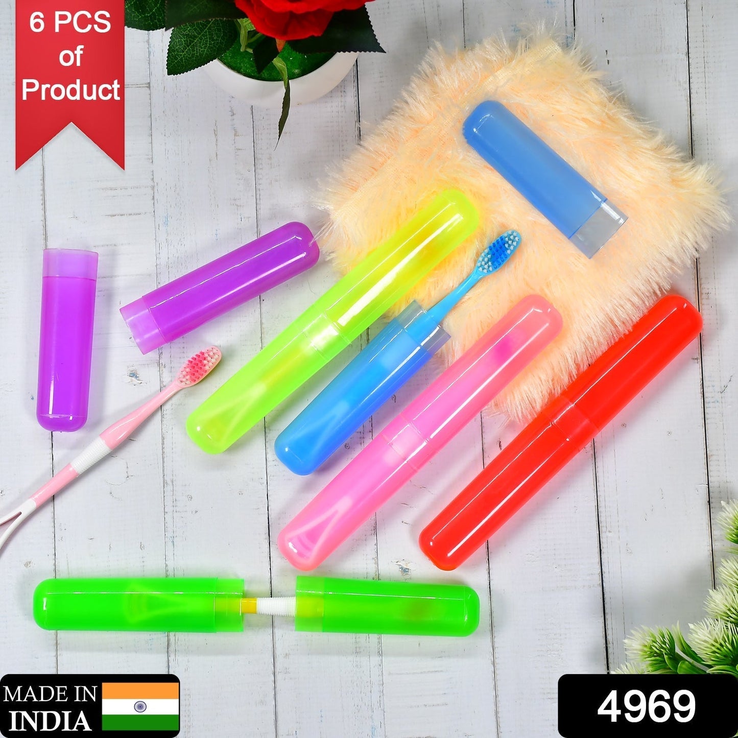 Plastic Toothbrush Covers - 6pc Anti-Bacterial Travel Protectors for Oral Care