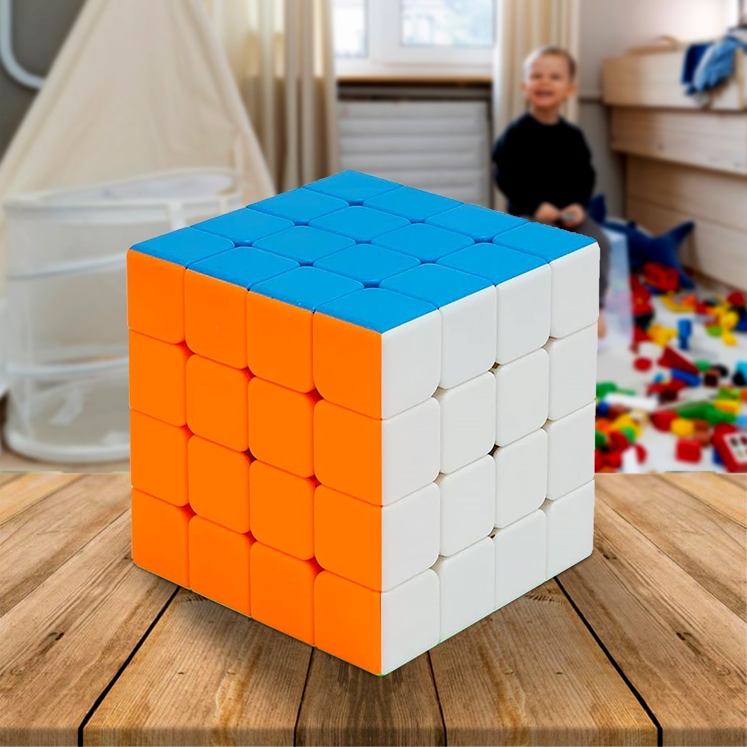 Small Puzzles Cubes 4Ã—4Ã—4 High Speed Sticker Less Magic Cube Game, Kids and Professionals Magic Cube Puzzle Toy, Pack of 1, 8+ Years