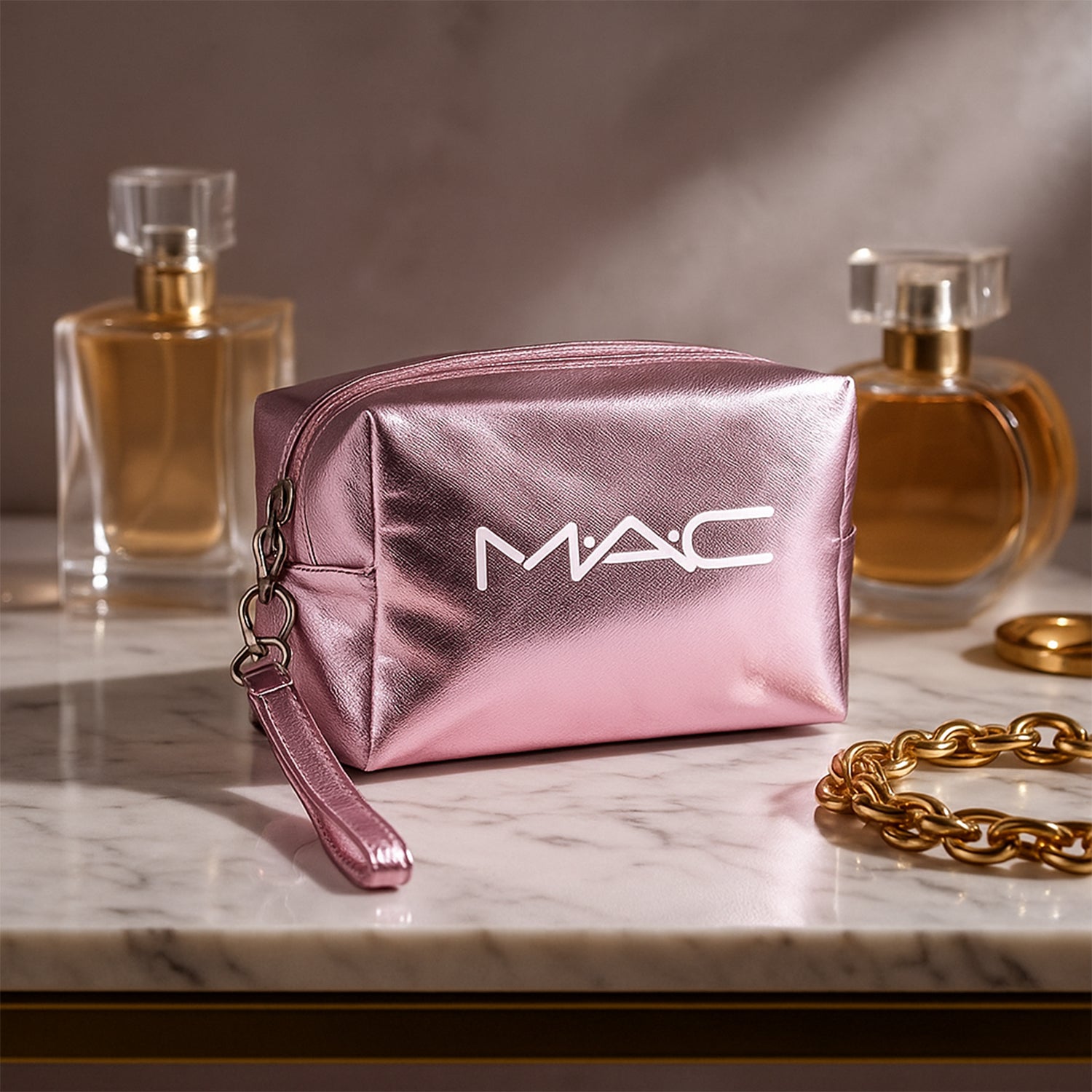 Metallic Travel Makeup Pouch - (1 Pc / Mix Design)