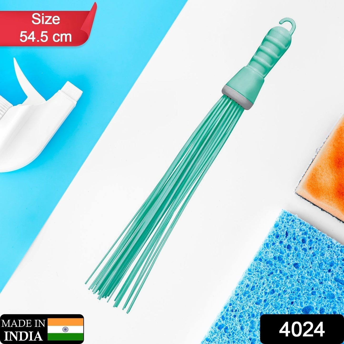 Plastic Hard Bristle Broom for Bathroom Floor Cleaning â€“ Wet & Dry Scrubbing