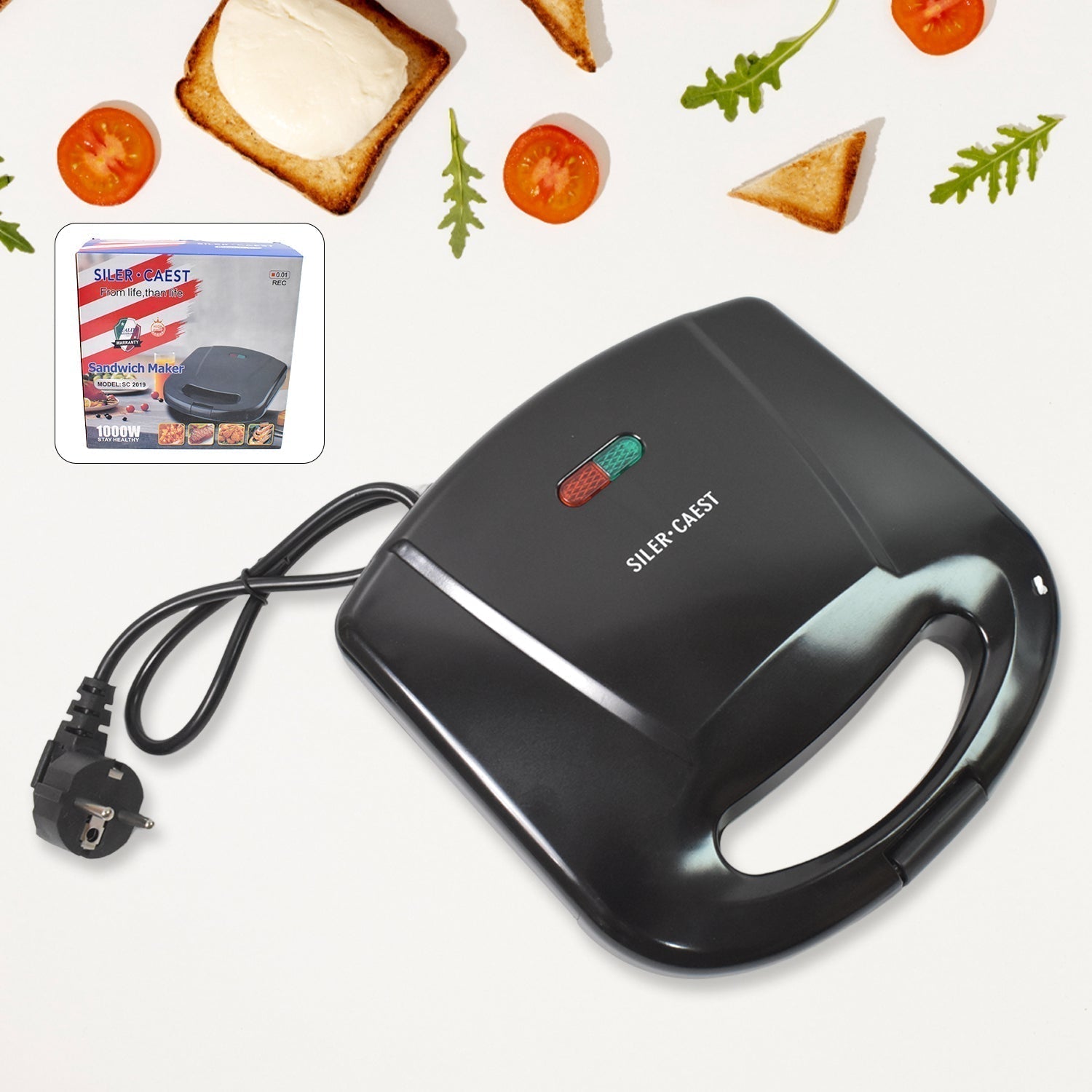 Sandwich Maker, Makes 2 Square Shape Sandwich | Non-Stick Plates| Easy to Use with Indicator Lights