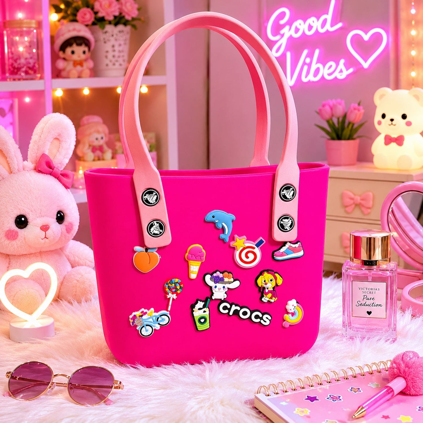 Stylish Crocs Style Tote Bag Trendy Casual Handbag for Women Girls (1 Pc)