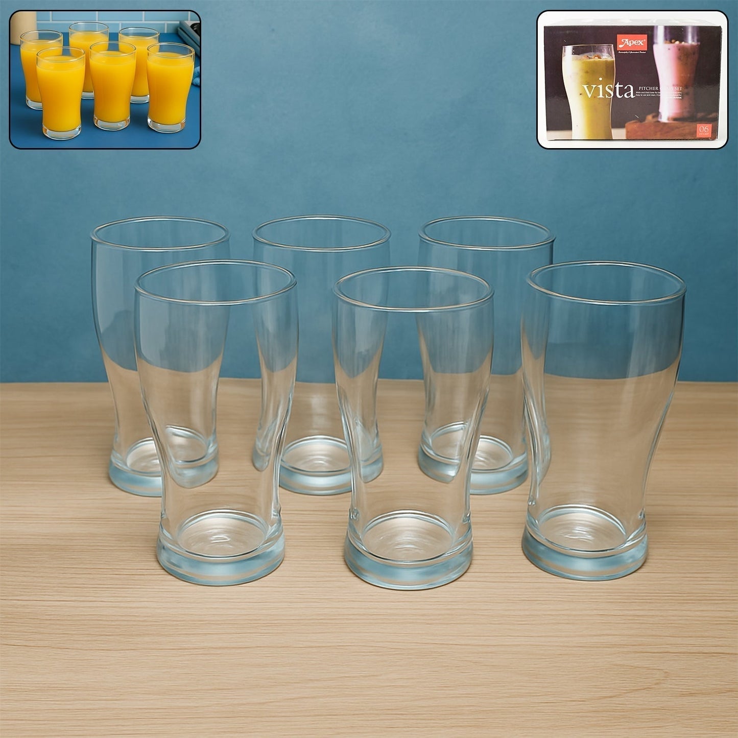 Apex Vista Unbreakable Pitcher Glass Set â€“ 350 ML (Approx) | 6-Piece