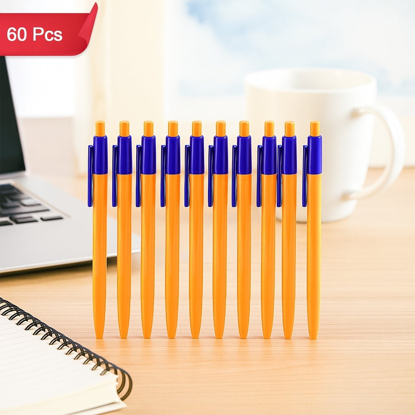 Retractable Ball Pen â€“ Smooth Writing Click Pen with Blue Ink - (60 Pc / Set)