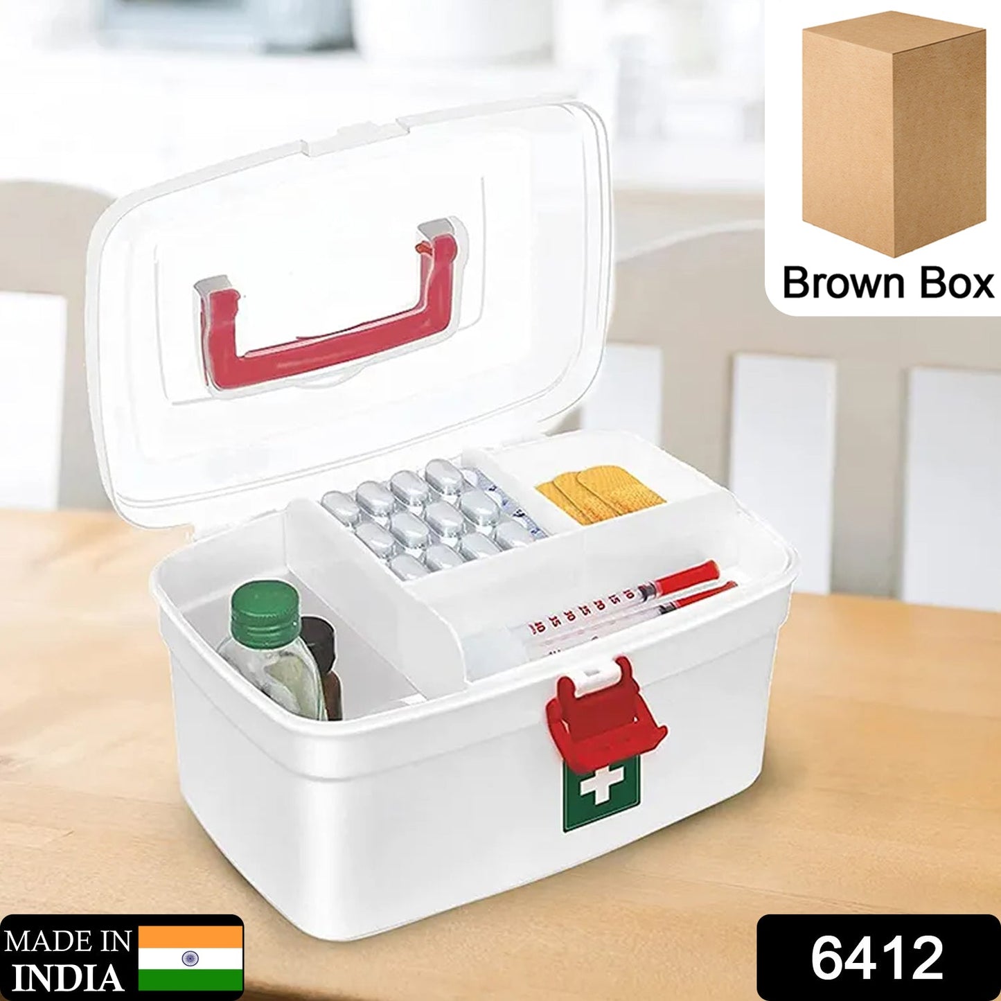 Medical Storage Box with Detachable Tray & Handle
