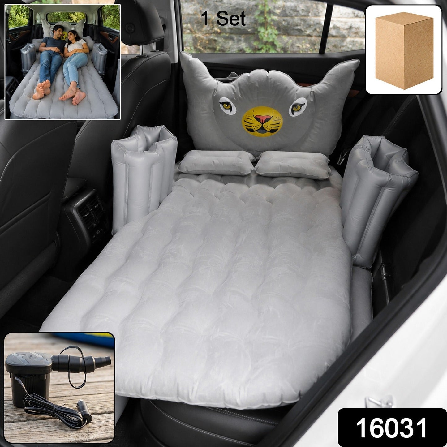 Car Air Mattress Bed Set – Inflatable Travel Bed with Pillow, Cushions & Air Pump