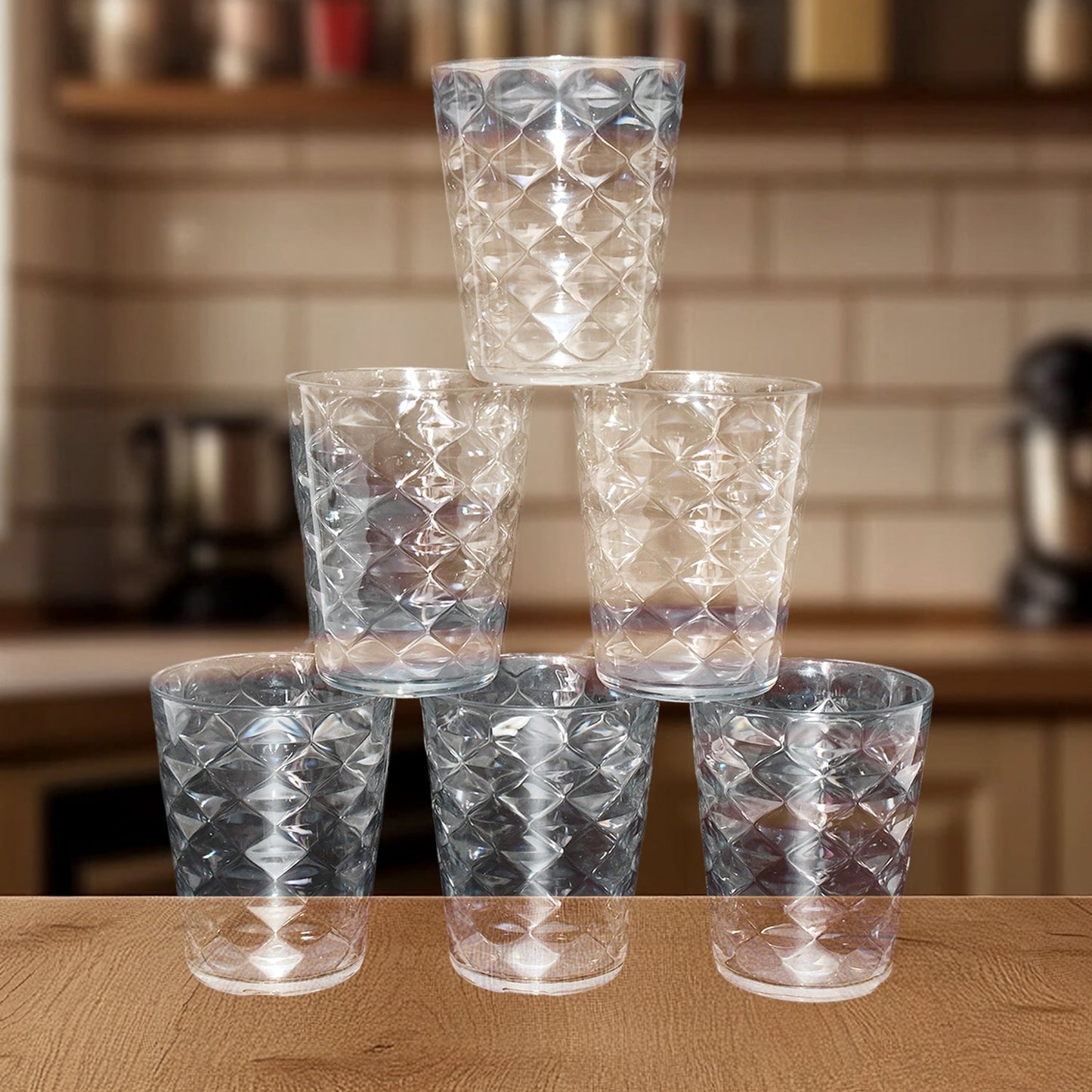 Apex Pyramid Design Unbreakable Plastic Glass â€“ 300 ML