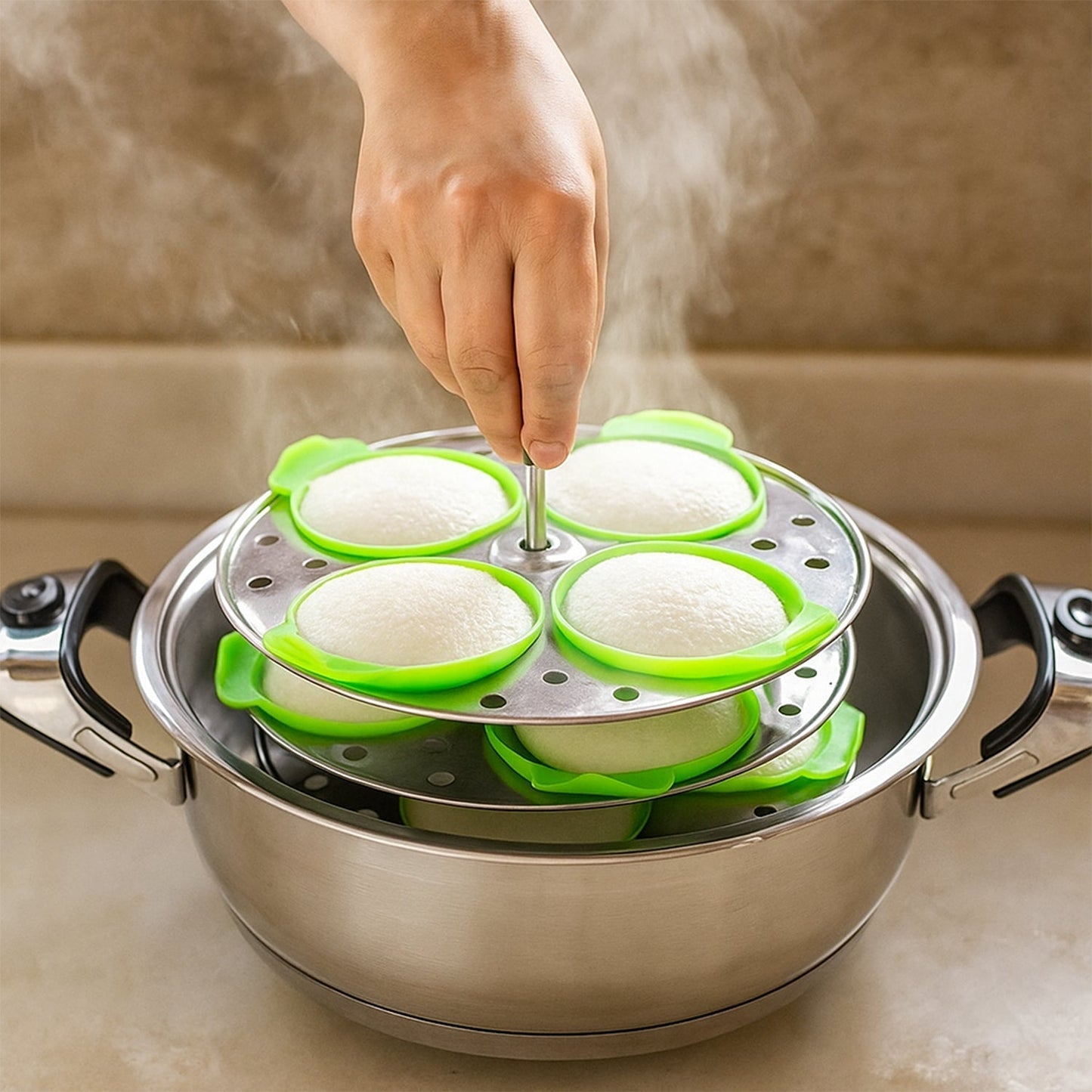 Idli Maker Cups (4 Pcs) â€“ Food-Grade Silicone Non-Stick Idli/ Dhokla/ Egg Poacher Moulds