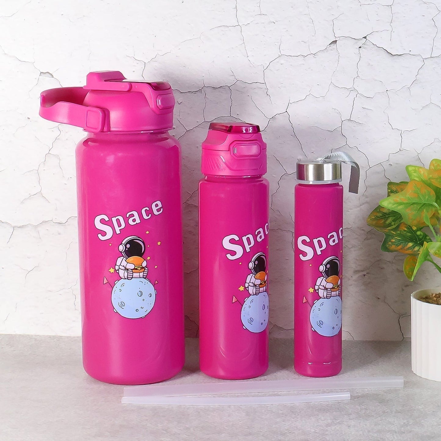 Space Theme Printed Water Bottles â€“ 2000ML, 900ML & 300ML Approx- (Set)