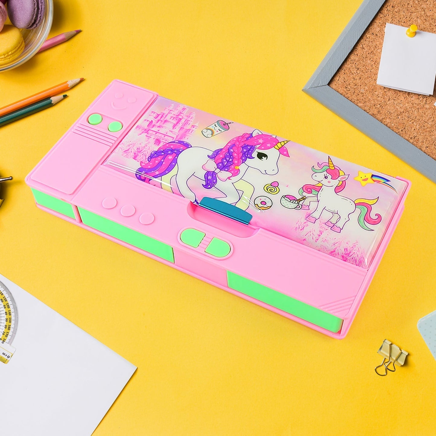 Multi Purpose Gadget Jumbo Pencil Box Compass With Calculator Jumbo 2 Side Slot Geometry Box Compass Use School , Traveling & Studio