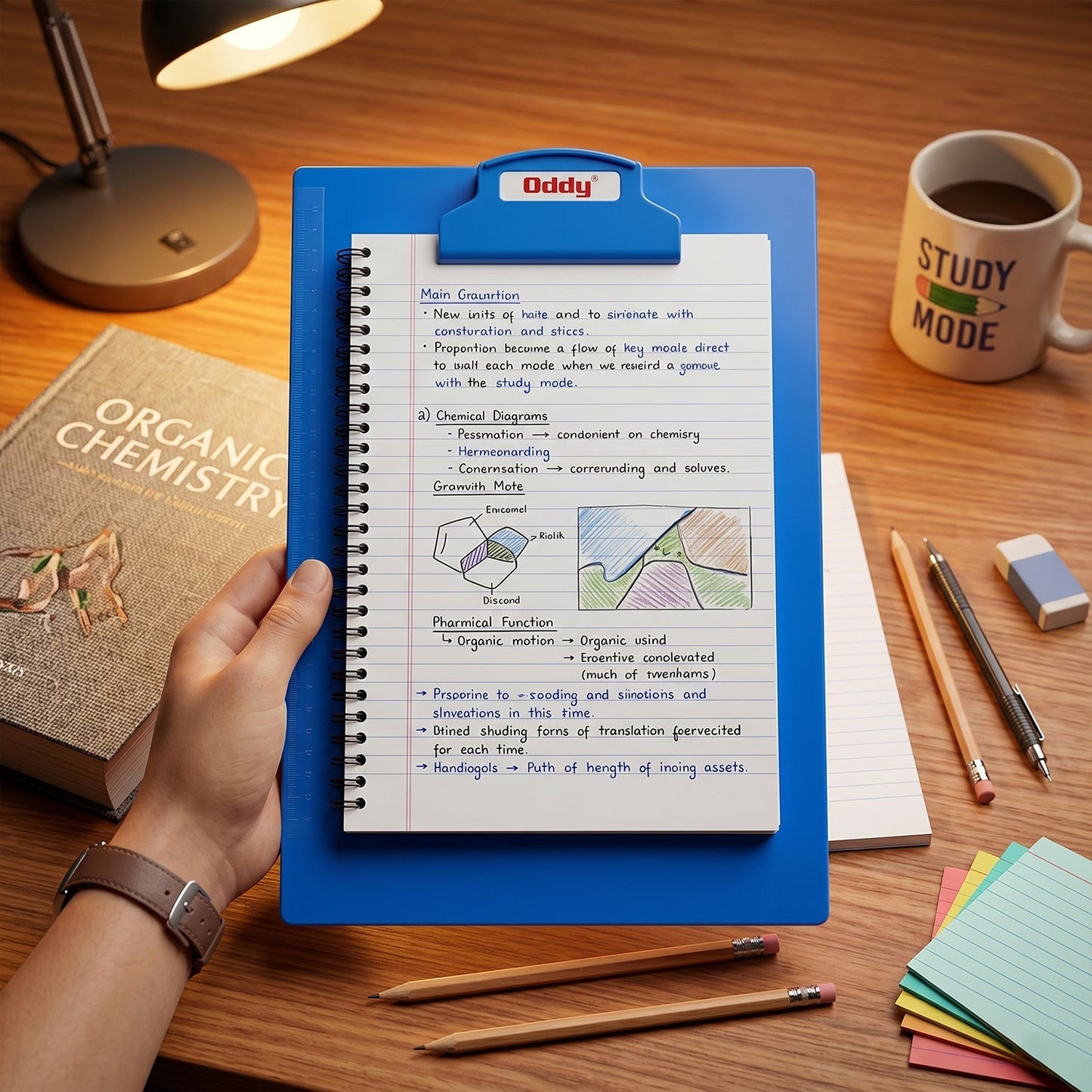 Oddy Plastic Clip Board 1 Pc Blue, A4 Size with Secure Grip