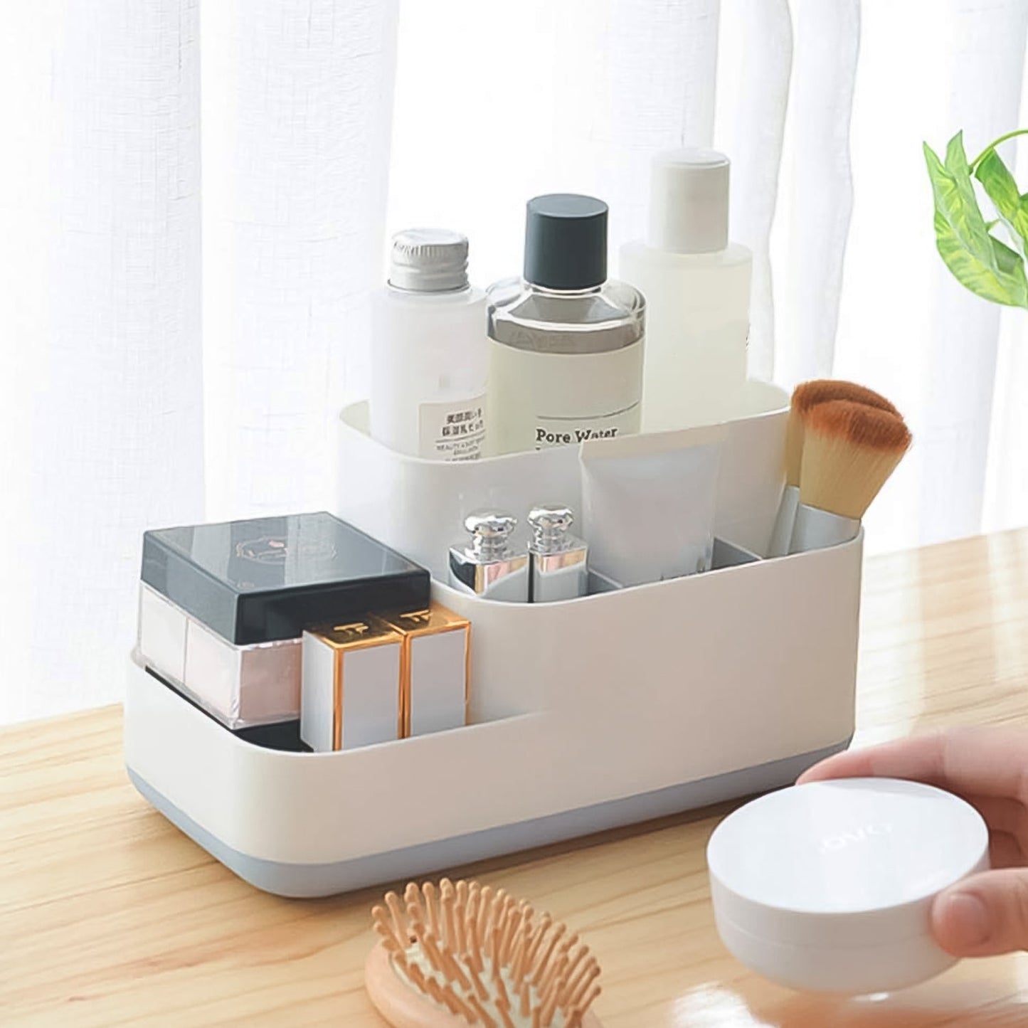 Plastic Multipurpose 5 Compartment Bathroom Desk Organizer Holder (1 Pc)