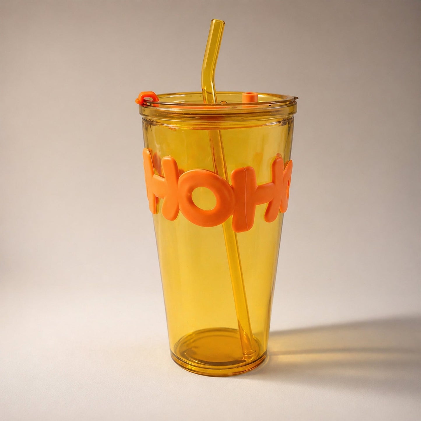 Transparent Glass Tumbler with Lid and Straw (450 ML)