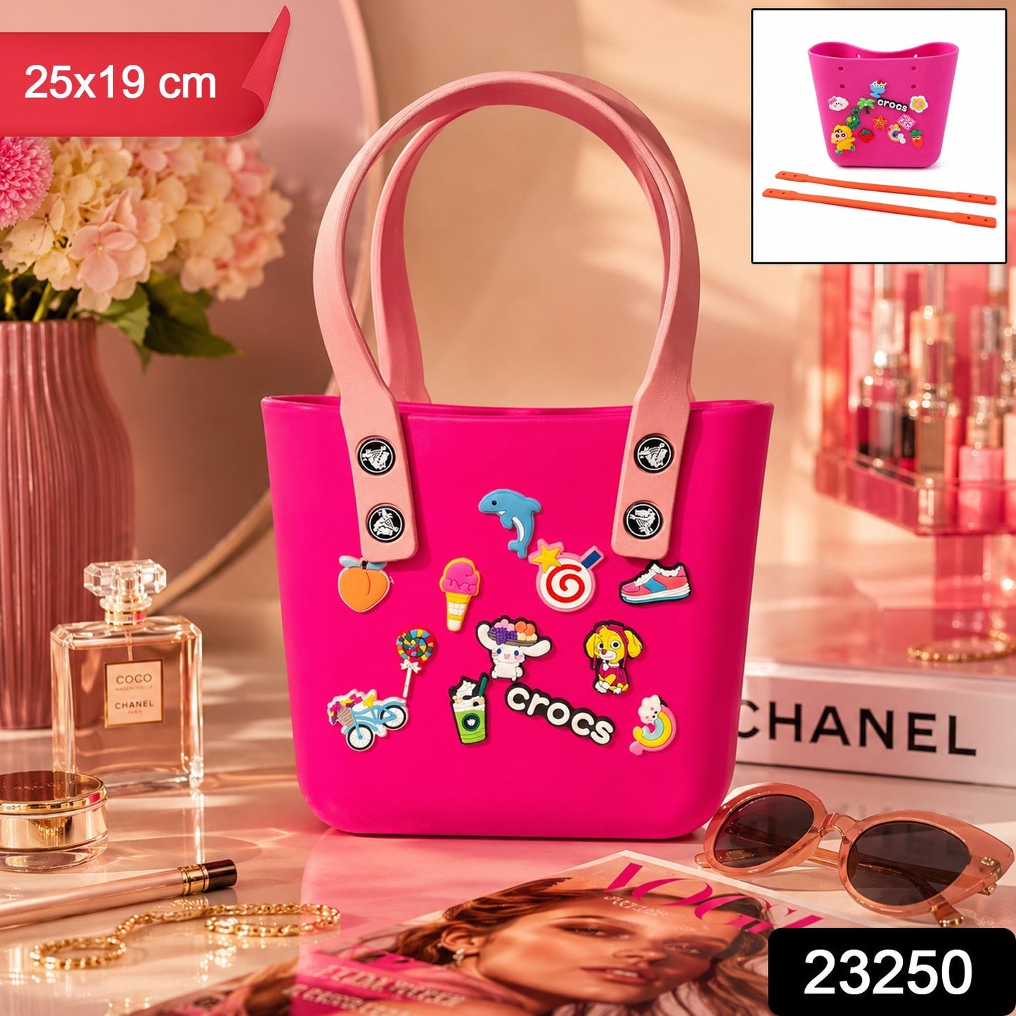 Stylish Crocs Style Tote Bag Trendy Casual Handbag for Women Girls (1 Pc)