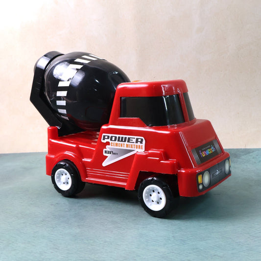 Kids Power Cement Mixer Toy Truck Friction Powered Construction Vehicle Rotating Drum Play Toy for Children 1 Pc