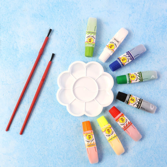 Watercolor Paint Set with 8 Vibrant Colors, Brushes, and Palette