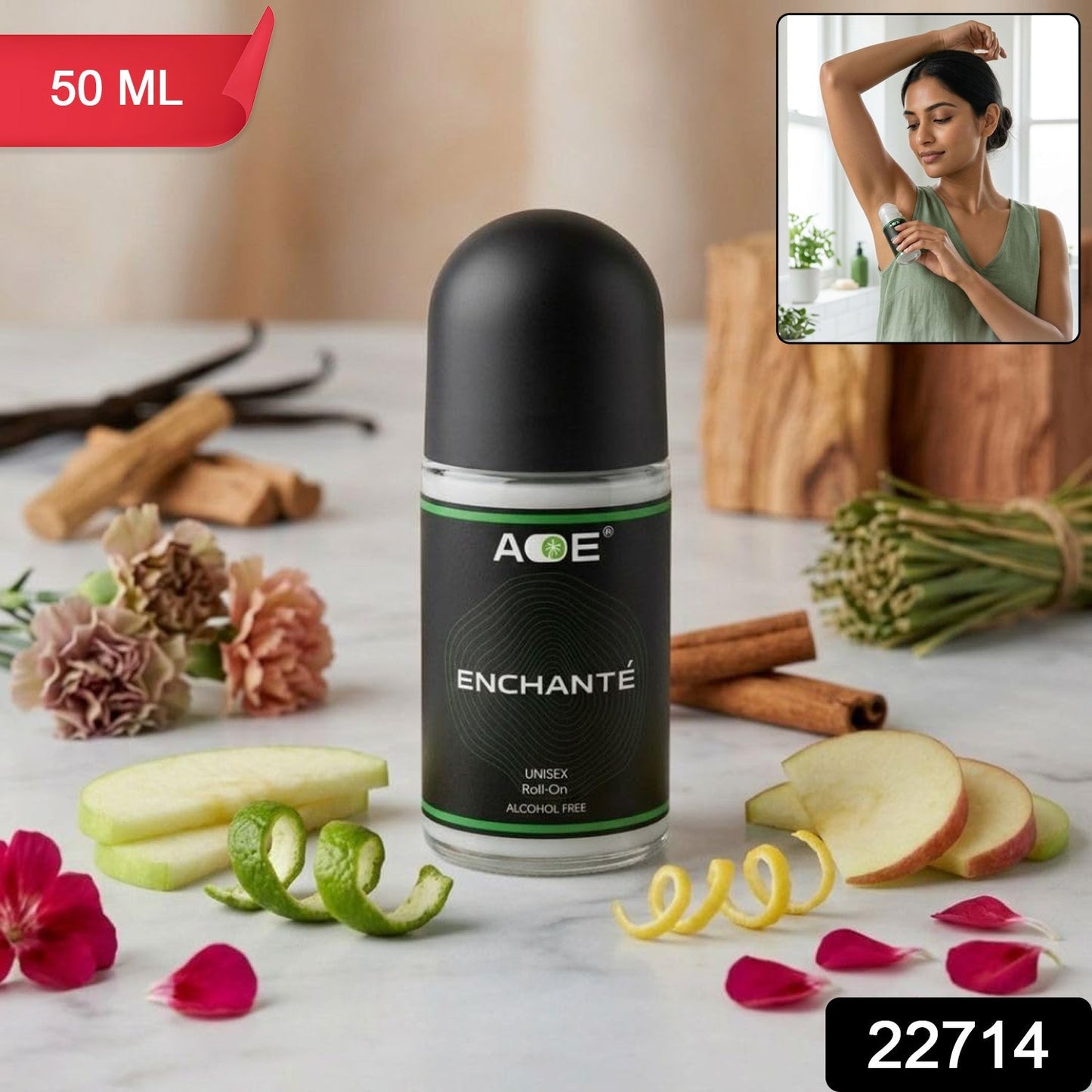 AOE Premium Long Lasting Unisex Roll-On Deodorant Body Fragrance (1 Pc, 50 ML / Green)