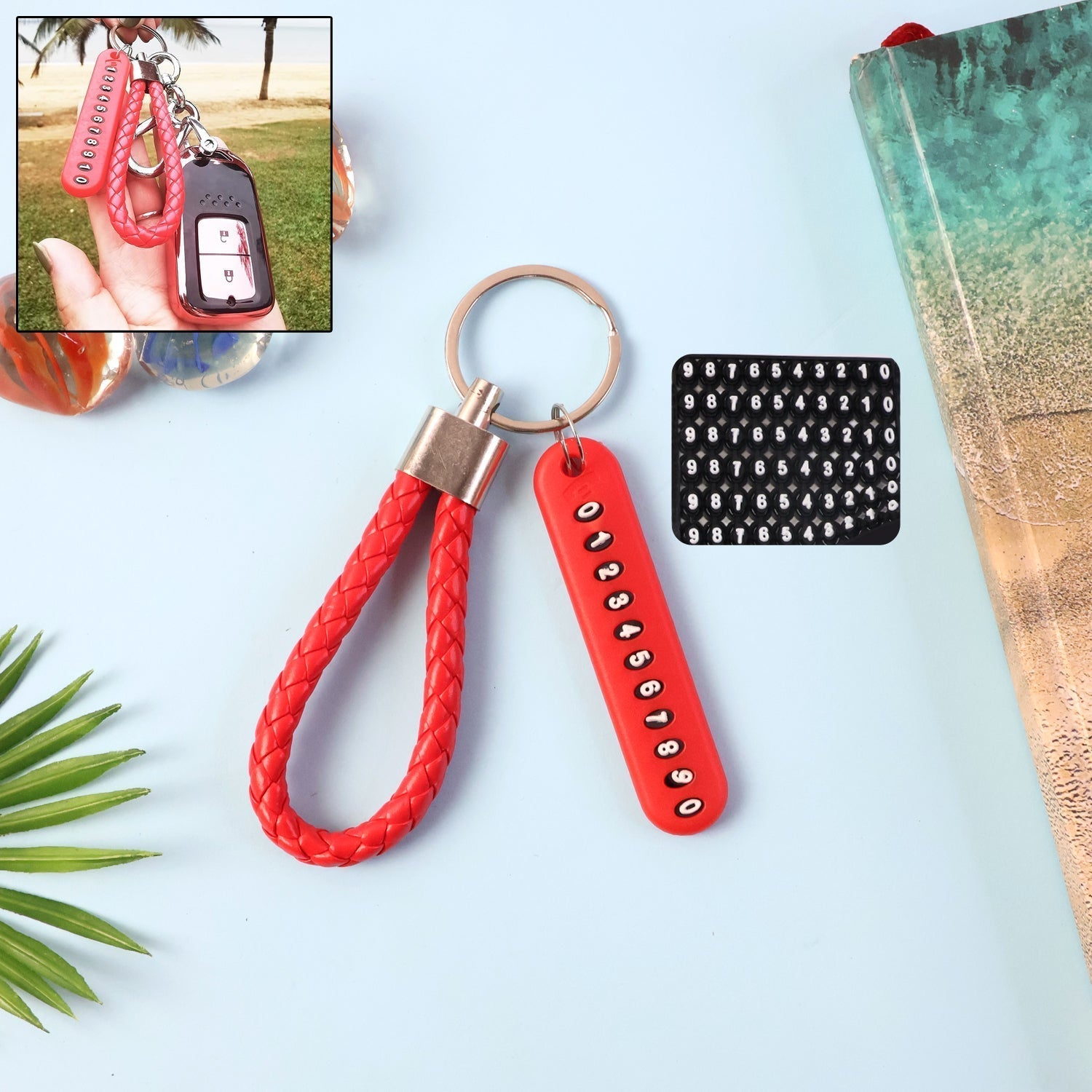 Anti-Lost Keychain with Number Plate â€“ 1 Pc