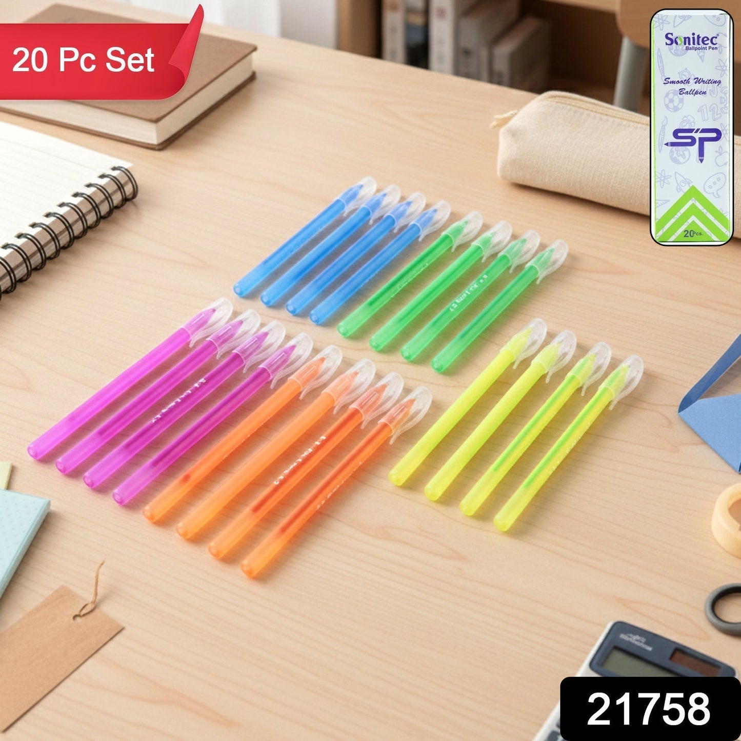 Colorful Pen Set for School, Office & Smooth Daily Writing (20 Pc)