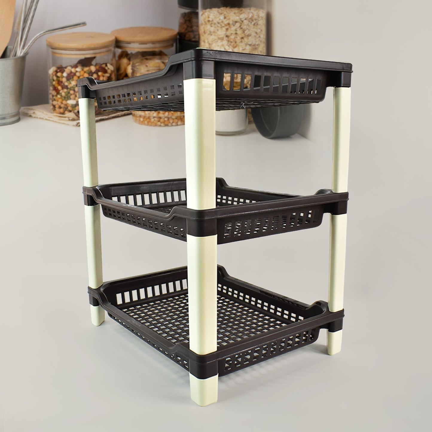 Apex Big Multi use Plastic Storage Rack â€“ 3-Tier (1 Pc)