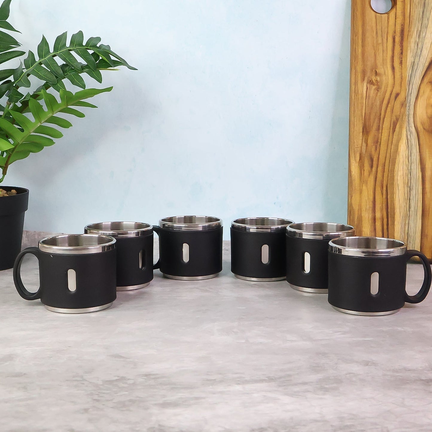 Apex Premium Stainless Steel Double Wall Coffee Mug Gift Set (6 Pc / 150 ML)