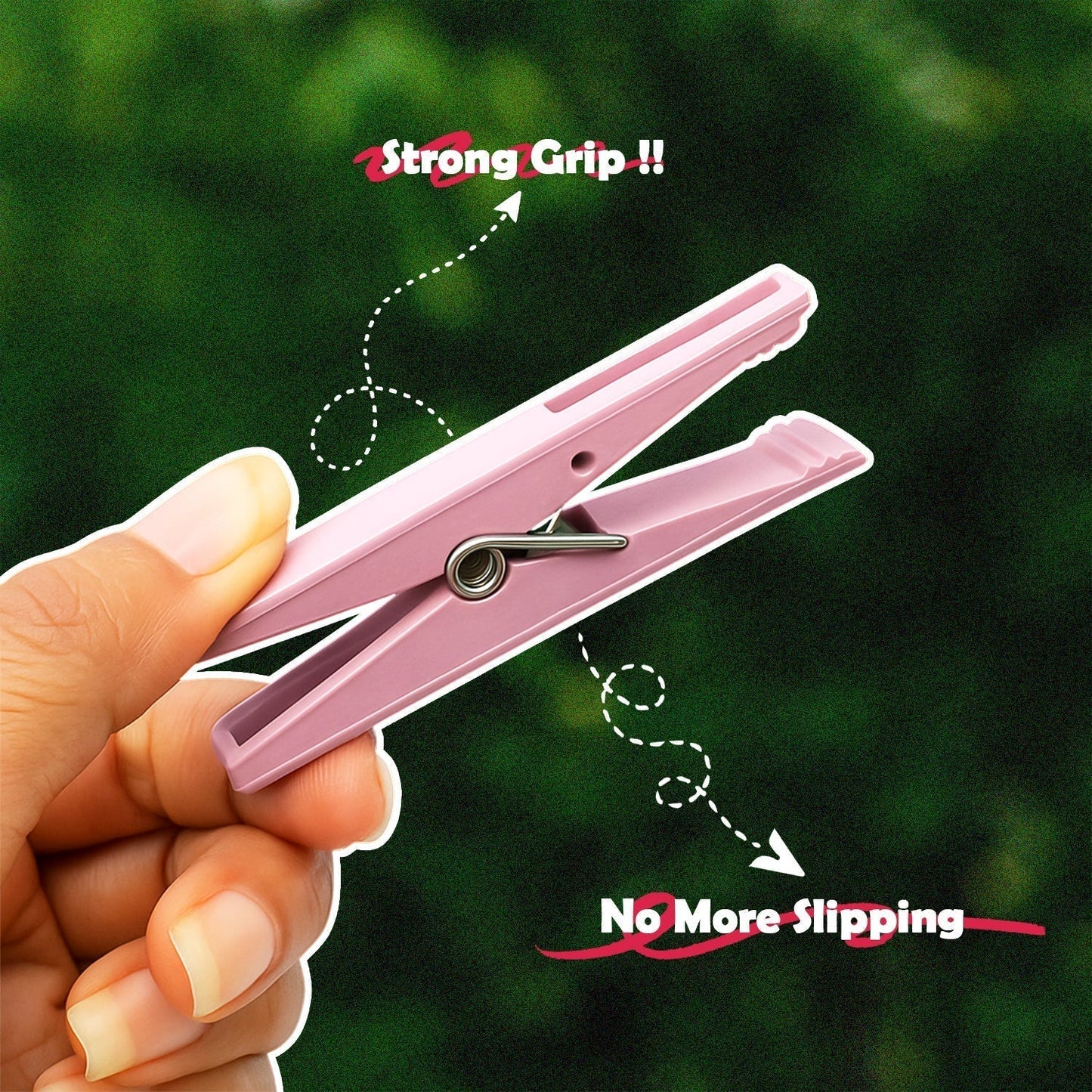 Durable Cloth Clips Set of 12 â€“ Strong Grip Plastic Laundry Pegs with Stainless Steel Spring