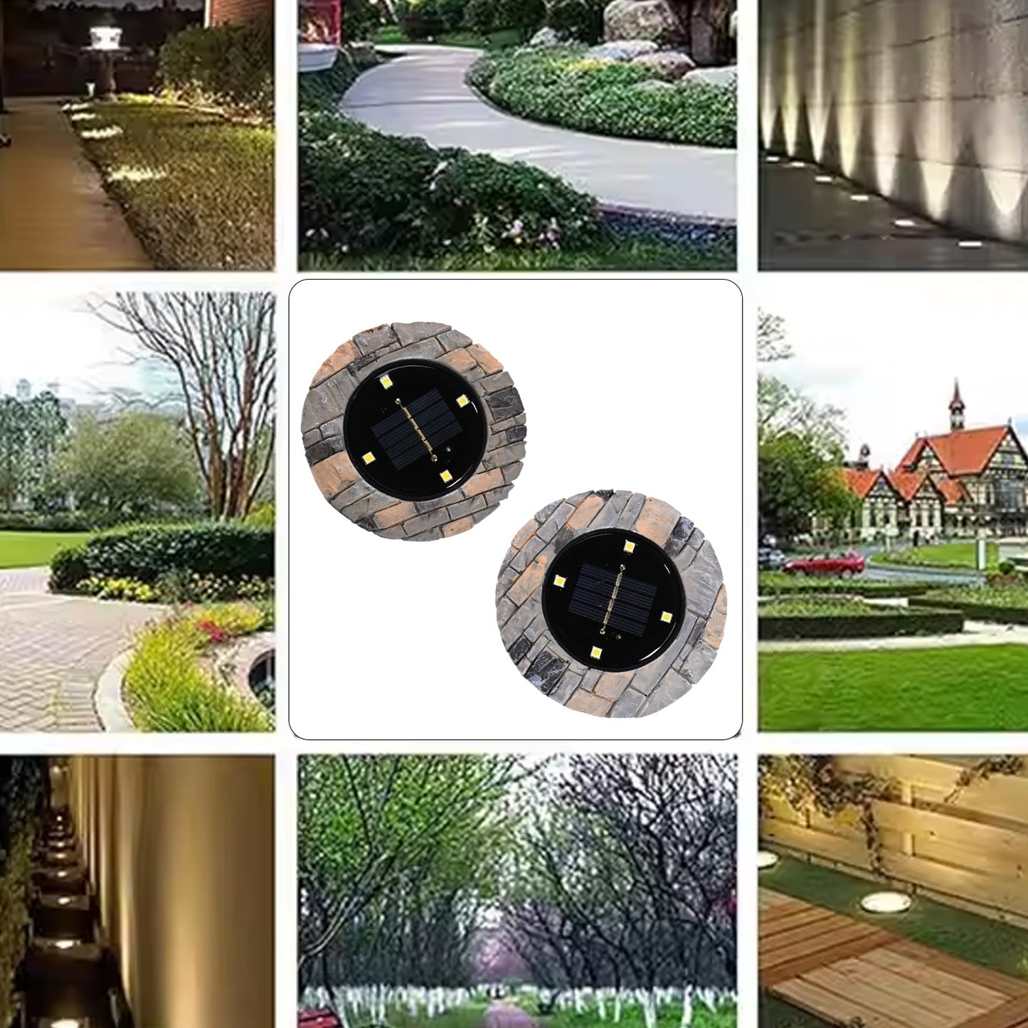 Disk Lights Slate – Heavy Duty Outdoor Solar Pathway Lights – 4 LED (2 Pc)