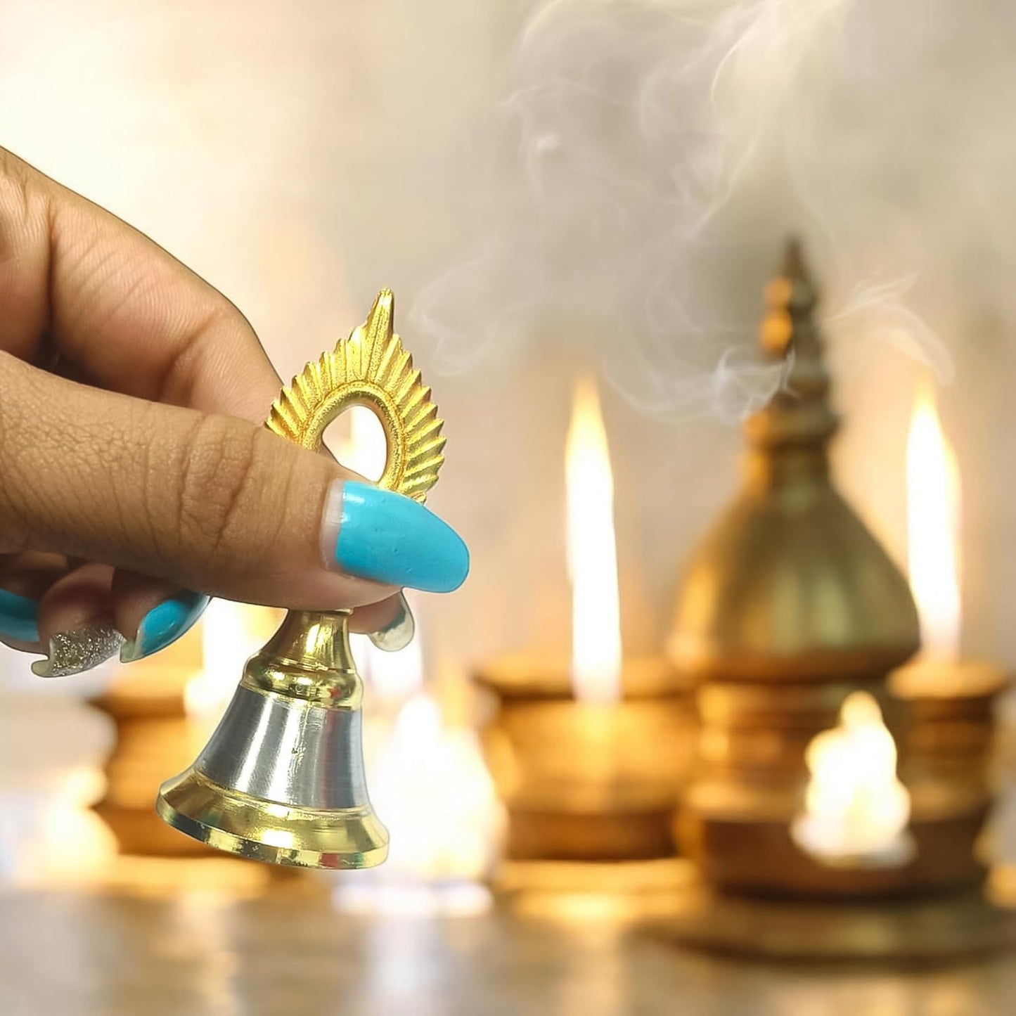 Brass and Steel Temple Ghanti (Pooja Bell) â€“ Decorative Spiritual Accessory