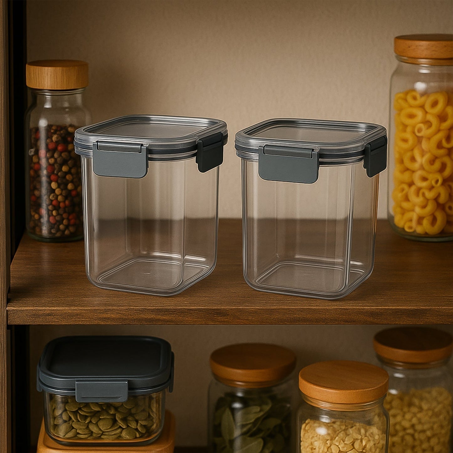 Apex Press Nâ€™ Lock Airtight Food Storage Container Set (2Pc/900ml) Approx
