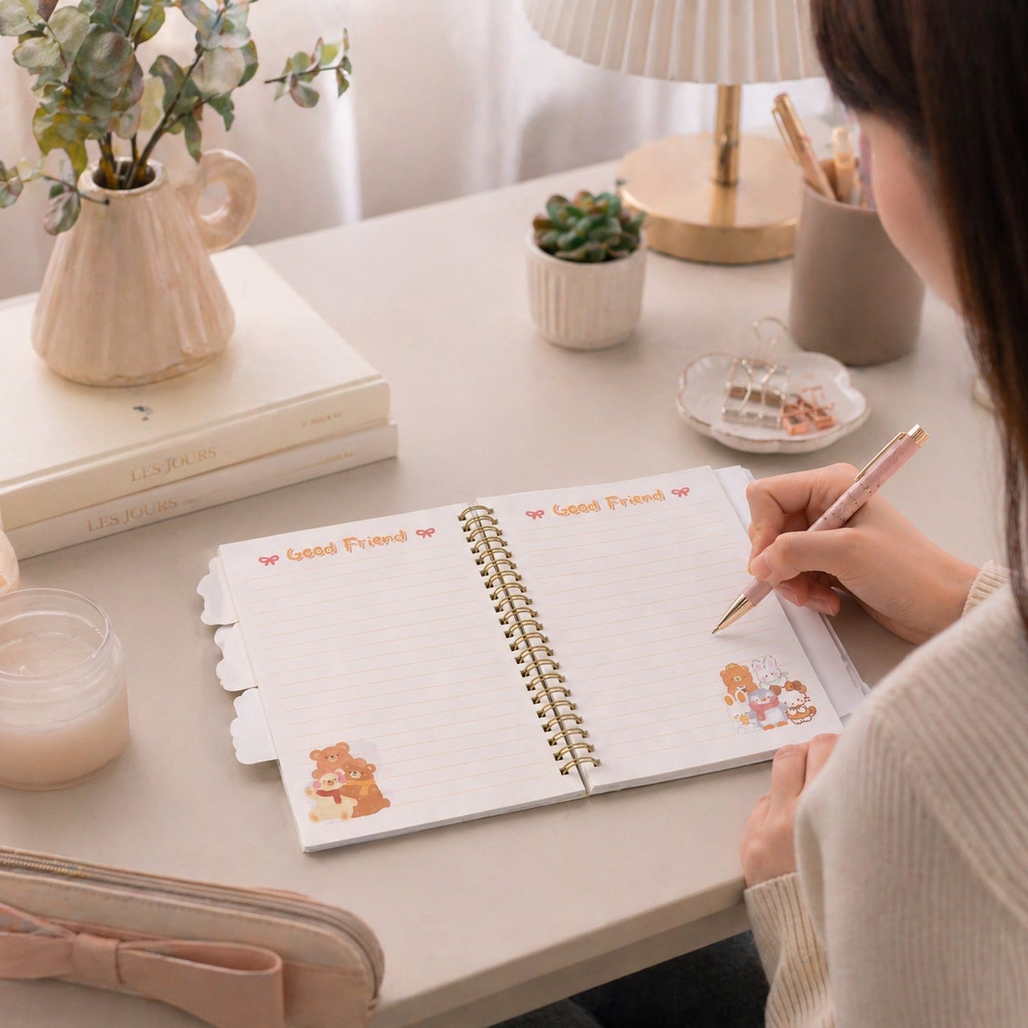 Cute Cartoon Printed Spiral Diary Notebook (54x196 MM)