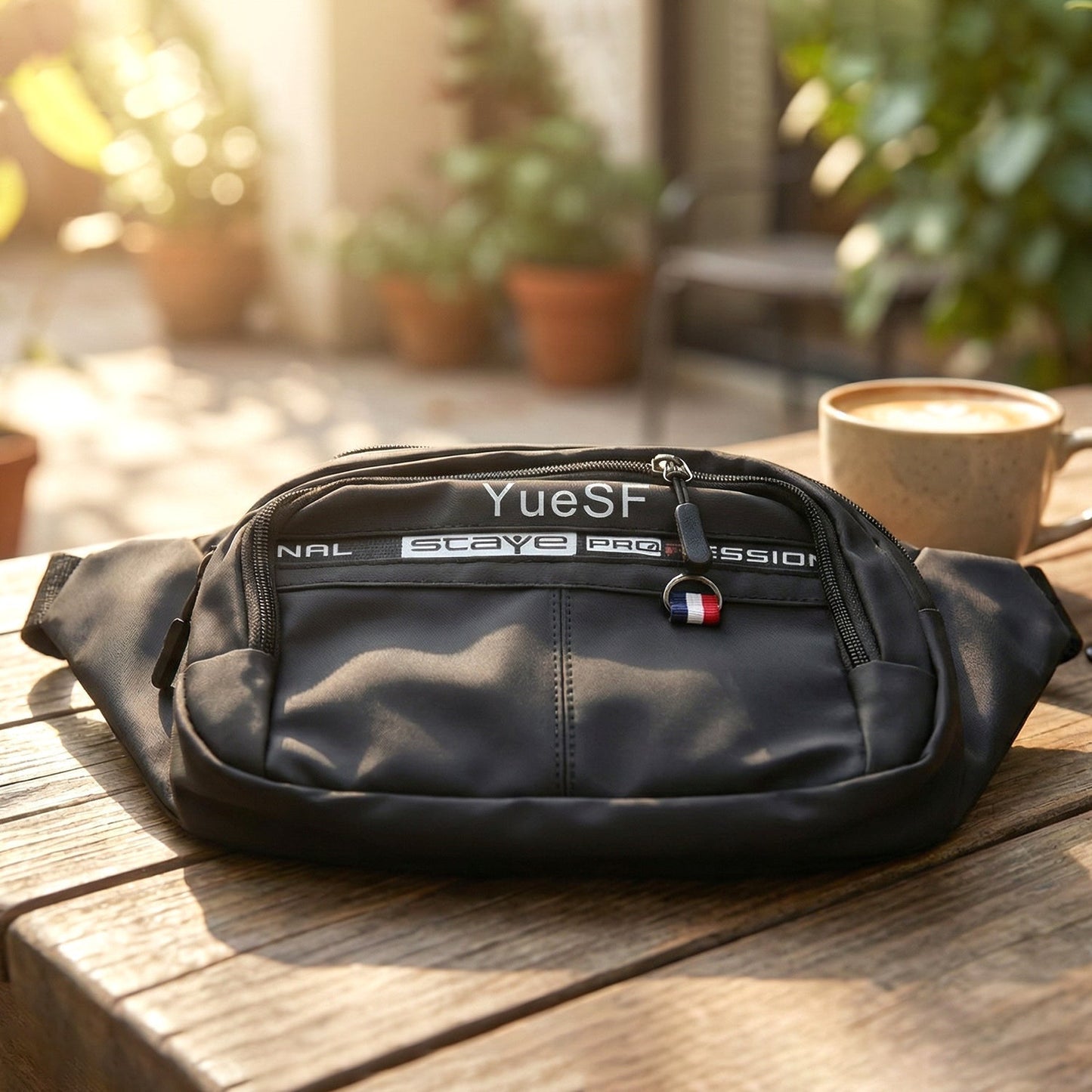 Stylish Multi-Pocket Black Waist Bag / Fanny Pack (1 Pc)
