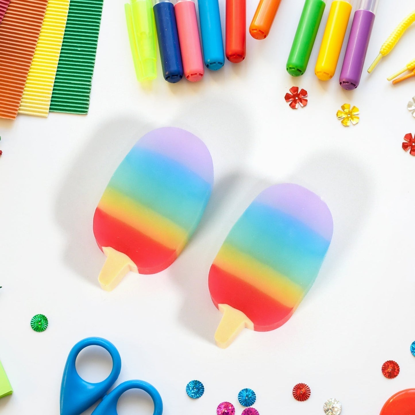 Jelly Popsicle Erasers – Cute & Fancy Mini Erasers for Kids (2 Pc Set, Mix Design)