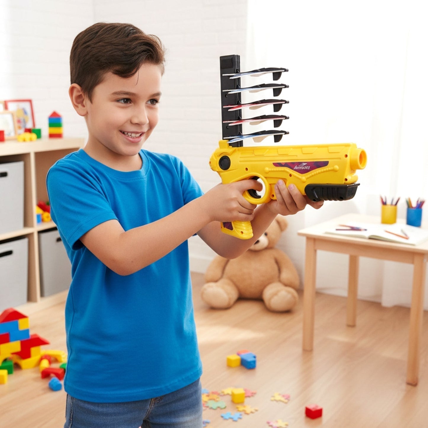 Air Battle Plane Launcher Gun Toy for Kids â€“ Foam Glider Set (1 Set)
