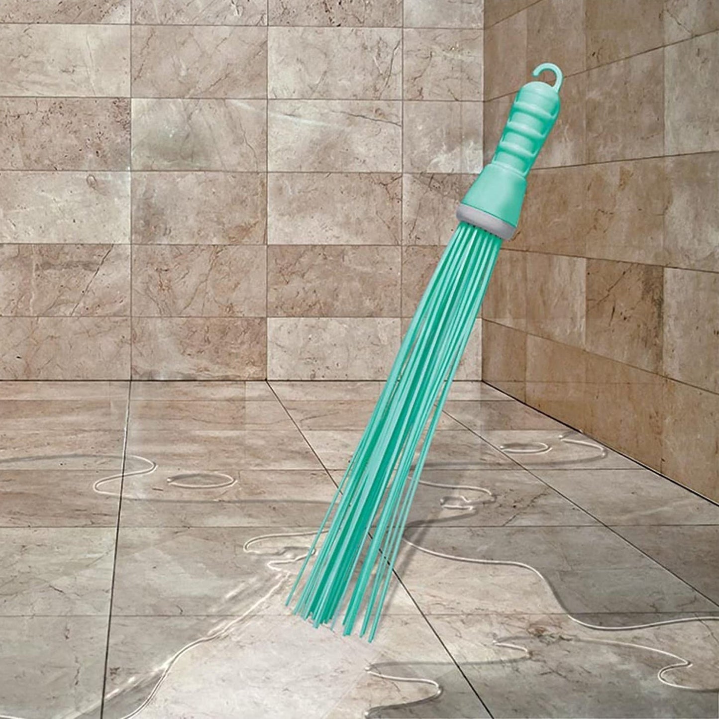 Plastic Hard Bristle Broom for Bathroom Floor Cleaning â€“ Wet & Dry Scrubbing