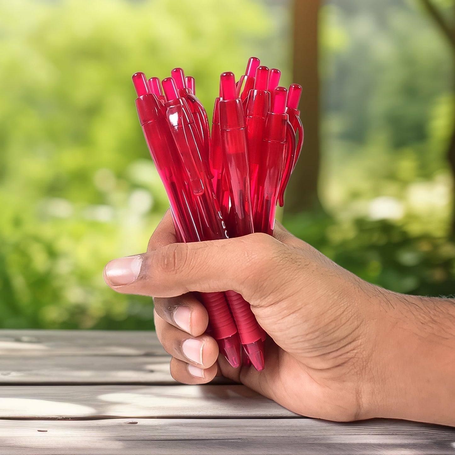 Red Colour Gel Pen Set, Set of 12 Pcs