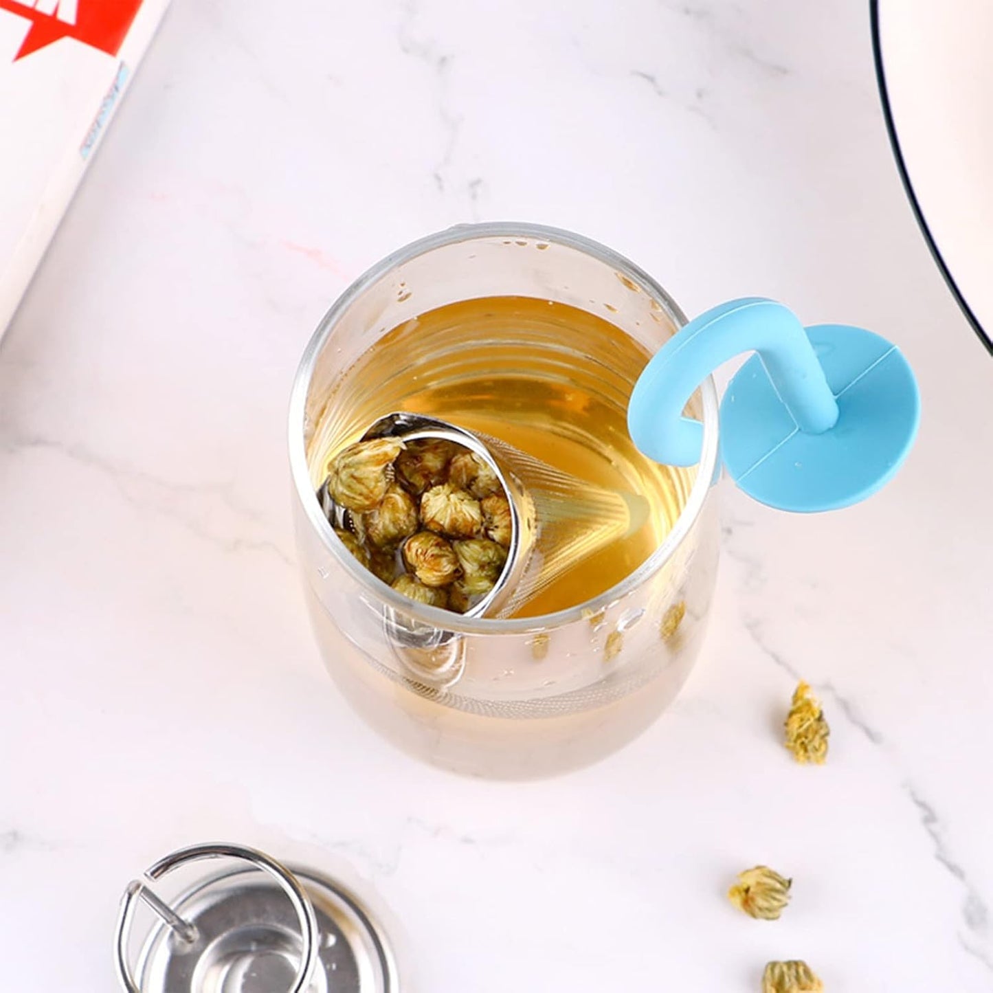 Reusable Cute Umbrella Tea Strainer With Tray / Stand (1 Pc)