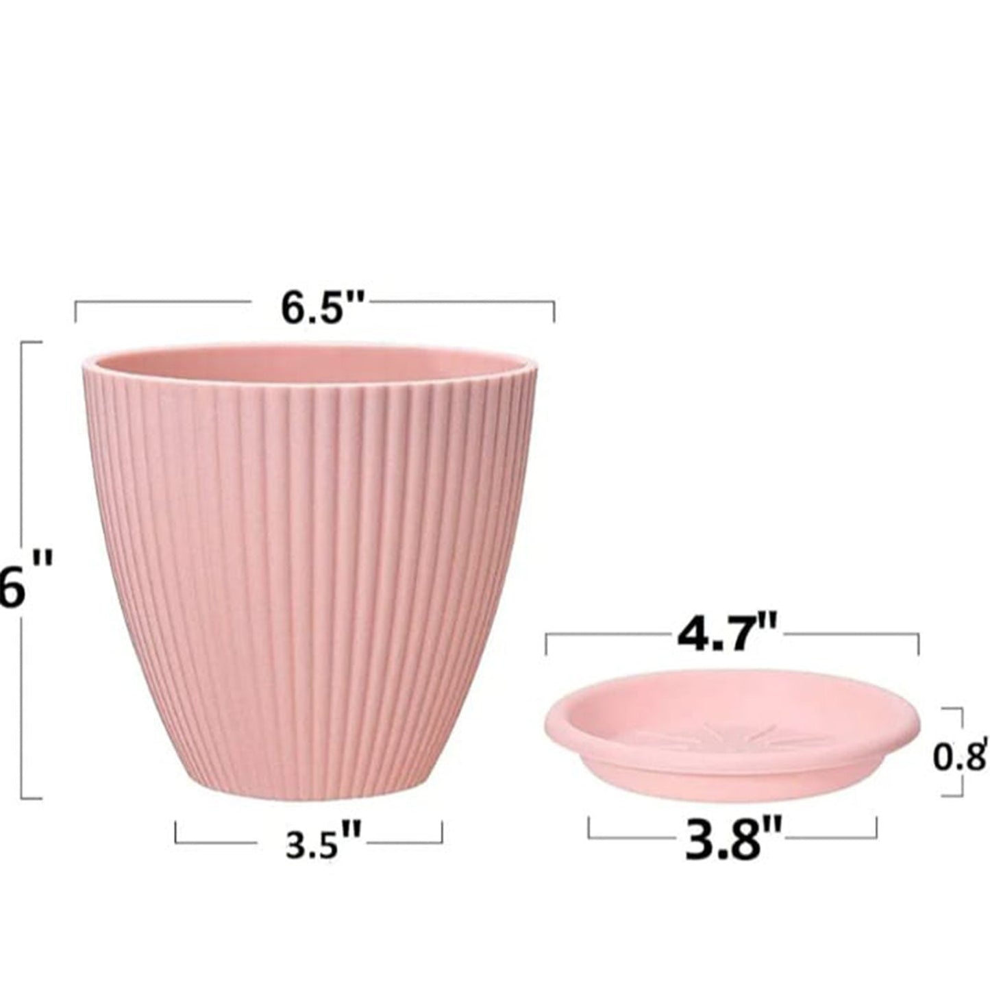 Round Plastic Flower Pot with Bottom Tray (5 Pcs Set / With Color Box)