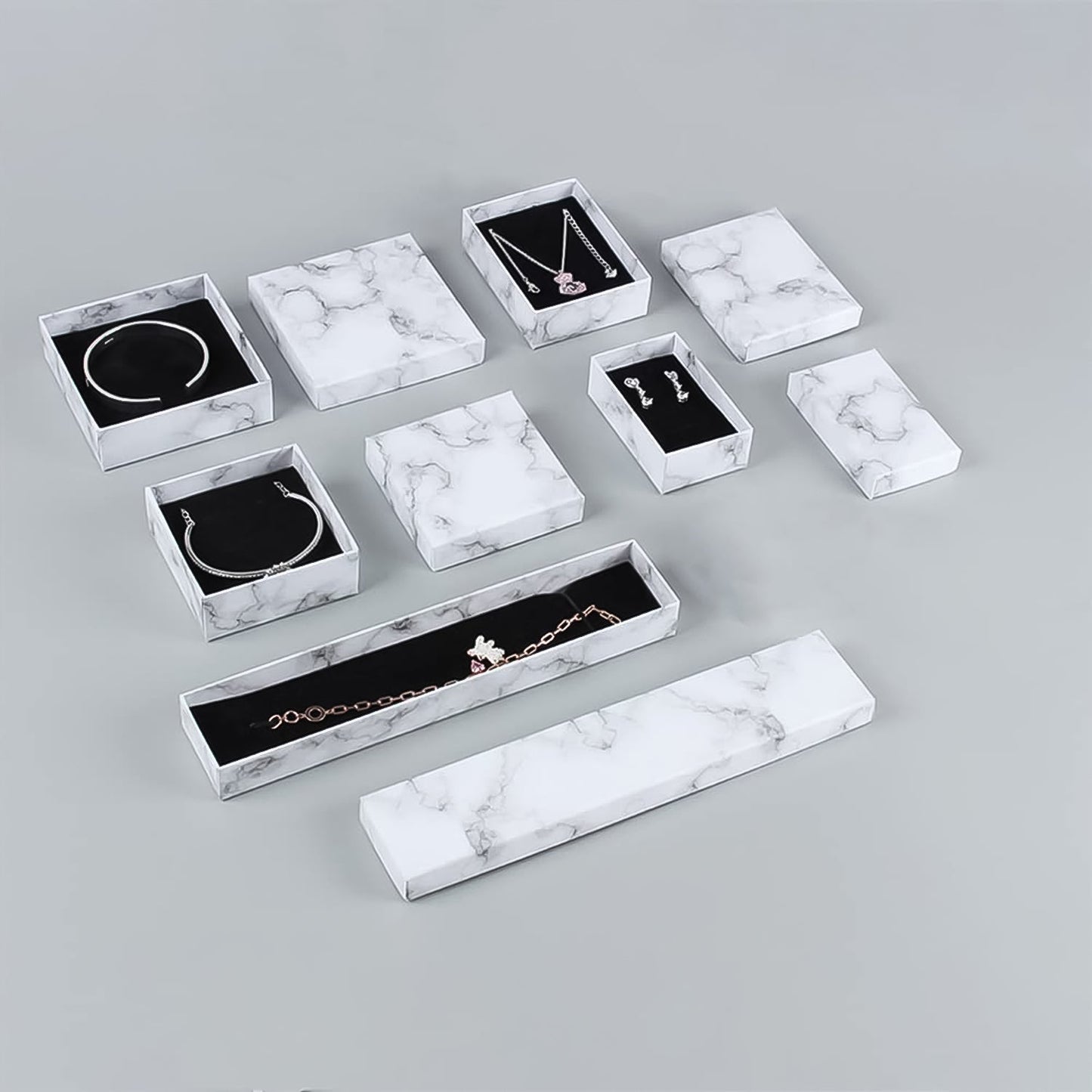 Cardboard Jewelry Boxes Gift Case Small Paper Jewelry Gift Boxes (7 Pcs Set / Mix Size)