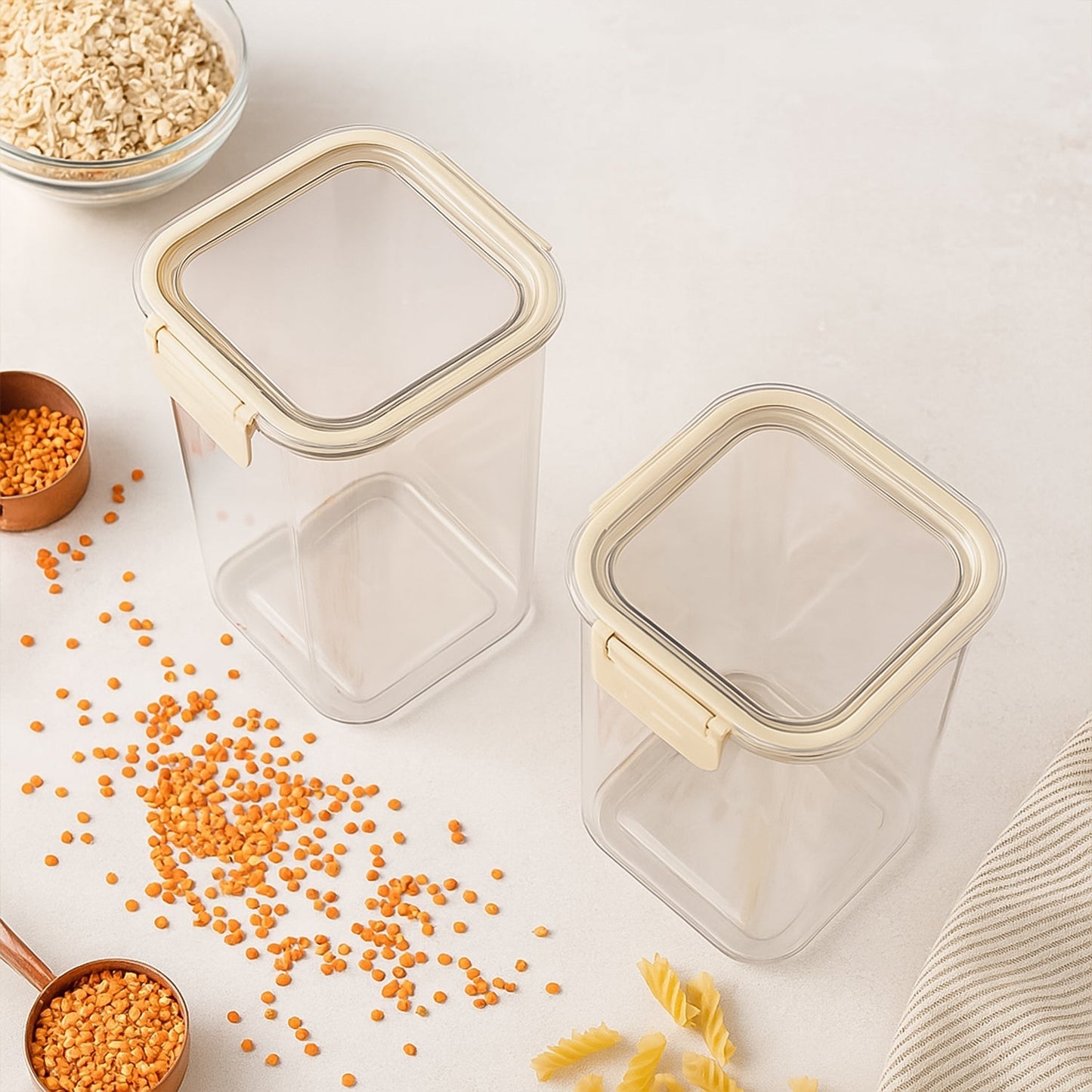 Apex Press Nâ€™ Lock Airtight Kitchen Storage Container Set (2Pc/1400ml) Approx