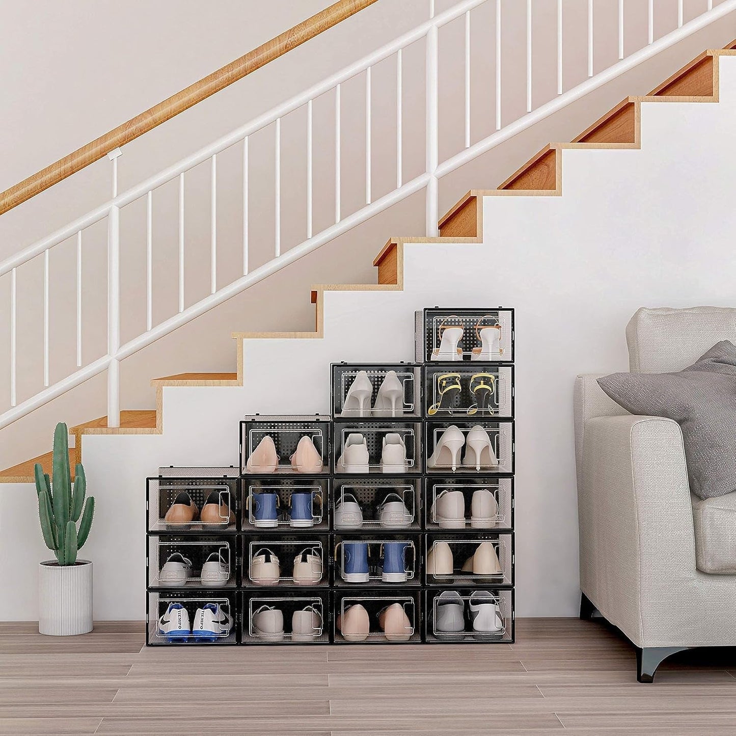 Big Plastic Stackable Shoe Storage Box (1 Pc / 37x27x19 Cm)