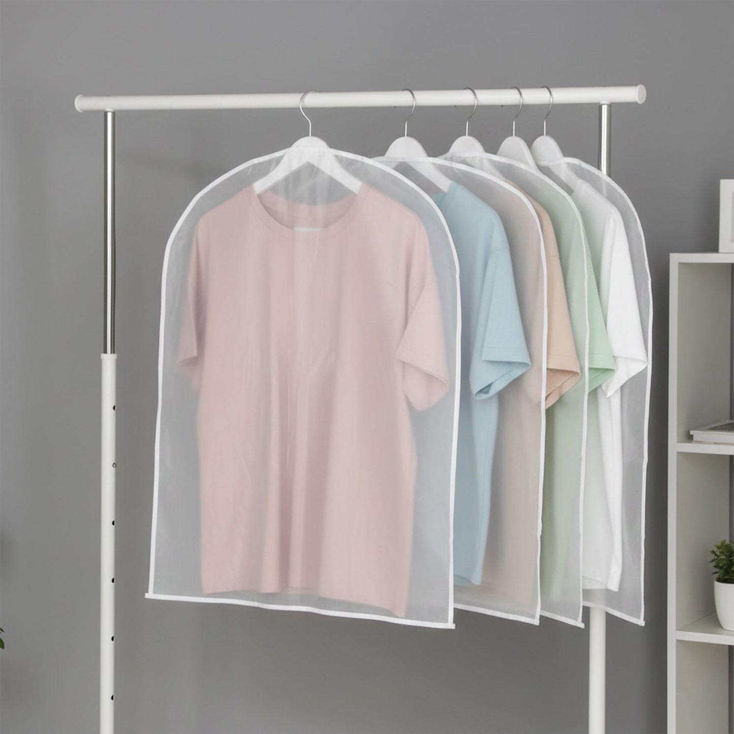 Pack of 5 Hanging Garment Cover Bags for Wardrobe (60 ? 120 cm)