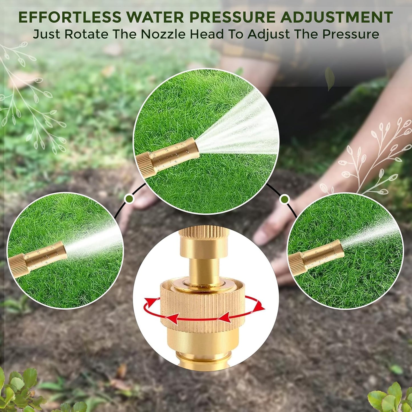 Heavy Duty Brass Garden Hose Spray Nozzle (1 Set)